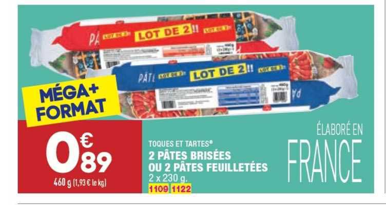 2 pâtes brisées ou 2 pâtes feuilletées toques et tartes
