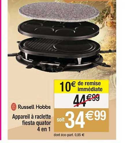 appareil à raclette fiesta quator russell hobbs