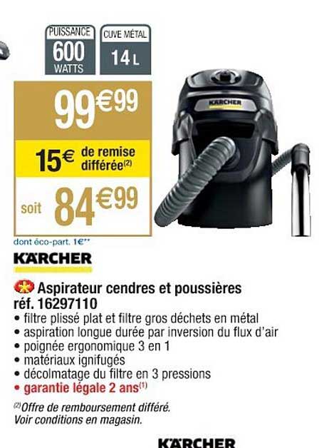 aspirateur cendres et poussières kärcher réf. 16297110