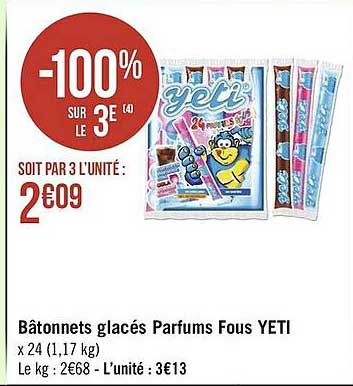 bâtonnets glacés parfums fous yeti