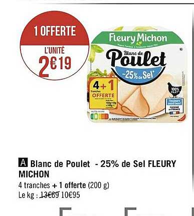 blanc de poulet -25% de sel fleury michon