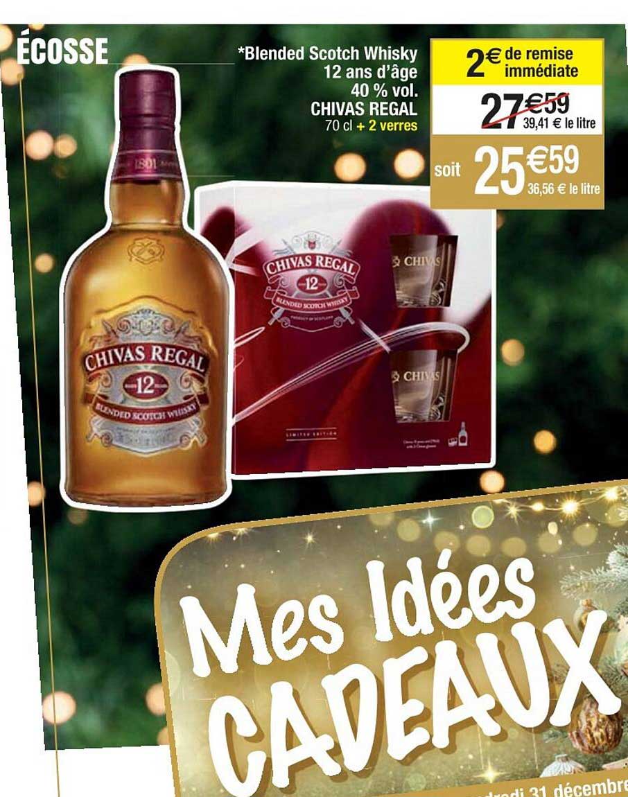 blended scotch whisky 12 ans d'âge 40% vol. chivas regal