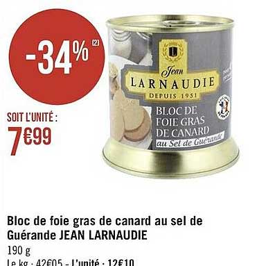 Bloc De Foie Gras De Canard Au Sel De Guérande Jean Larnaudie