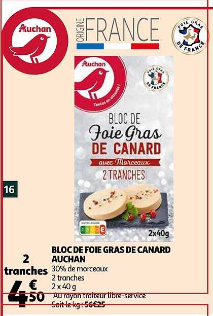 Bloc De Foie Gras De Canard Auchan