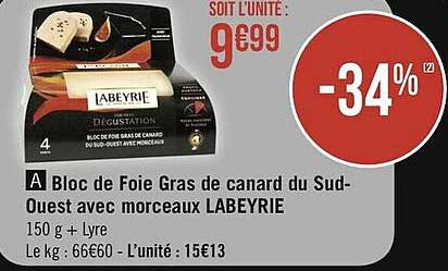 bloc de foie gras de canard du sud-ouest avec morceaux labeyrie