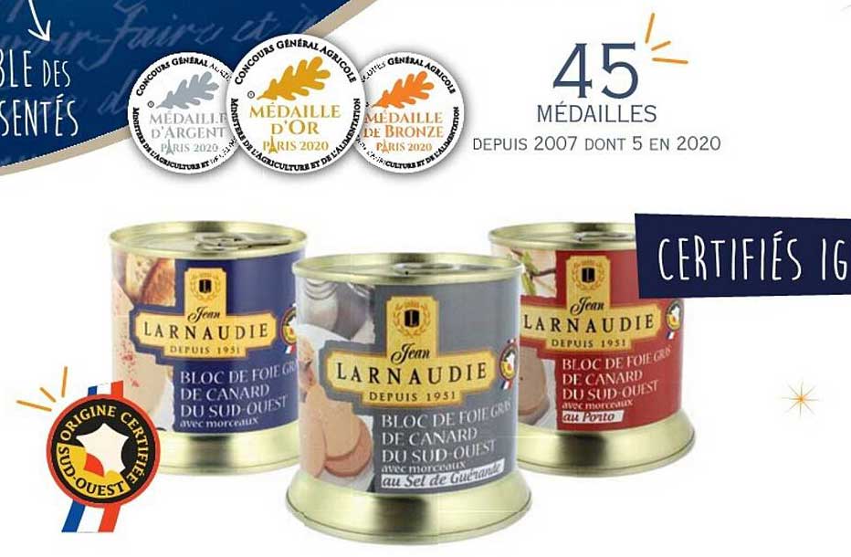 bloc de foie gras de canard du sud-ouest jean larnaudie