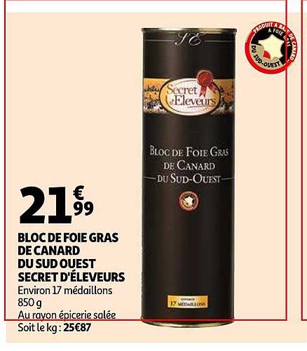 bloc de foie gras de canard du sud ouest secret d'éleveurs