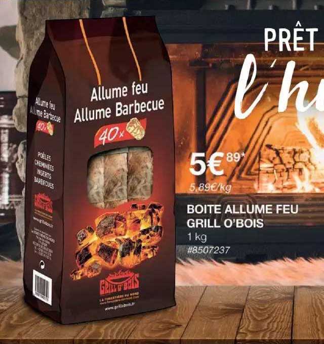 boîte allume feu grill o'bois
