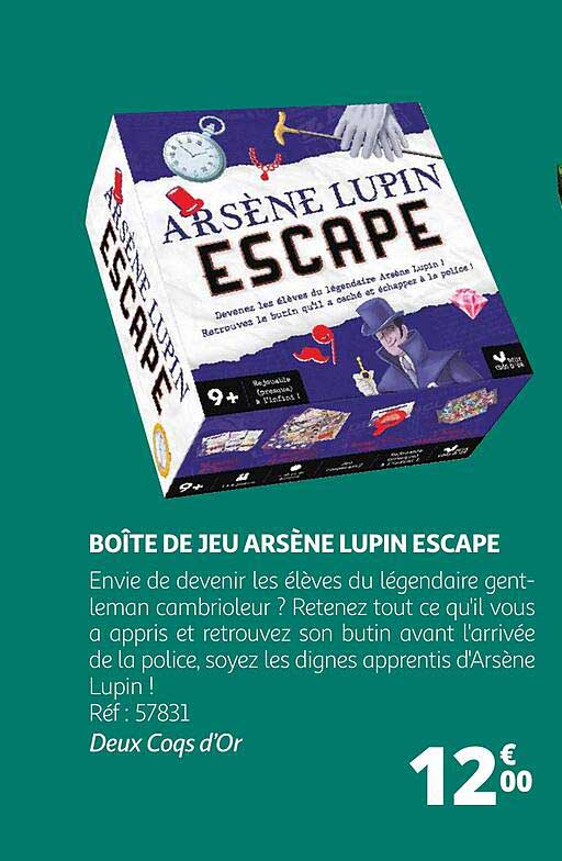 boîte de jeu arsène lupin escape