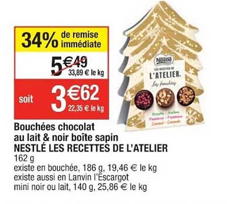 bouchées chocolat au lait & noir boîte sapin nestlé les recettes de l'atelier