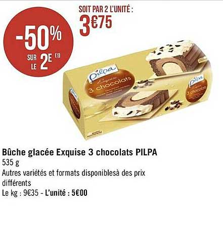 bûche glacée exquise 3 chocolats pilpa