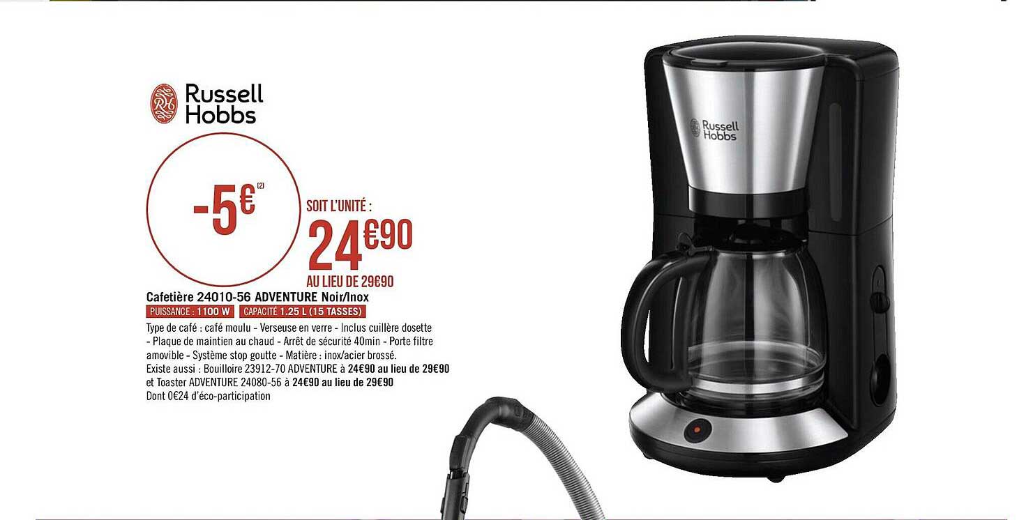 cafetière 24010-56 adventure noir-inox russel hobbs