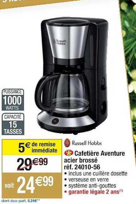 cafetière aventure acier brossé russell hobbs réf. 24010-56