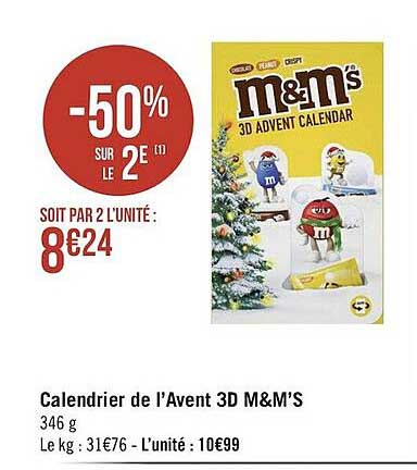 calendrier de l'avent 3d m&m's