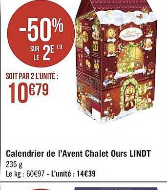 calendrier de l'avent chalet ours lindt