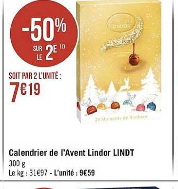 calendrier de l'avent lindor lindt