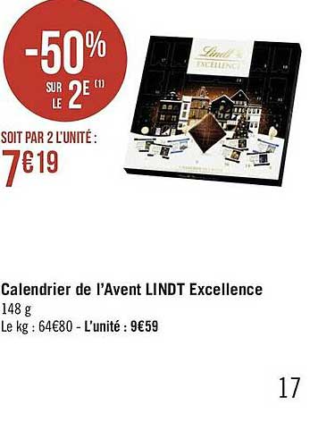calendrier de l'avent lindt excellence