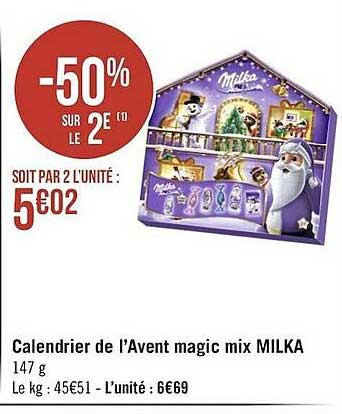 calendrier de l'avent magic mix milka