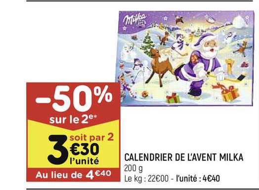 calendrier de l'avent milka