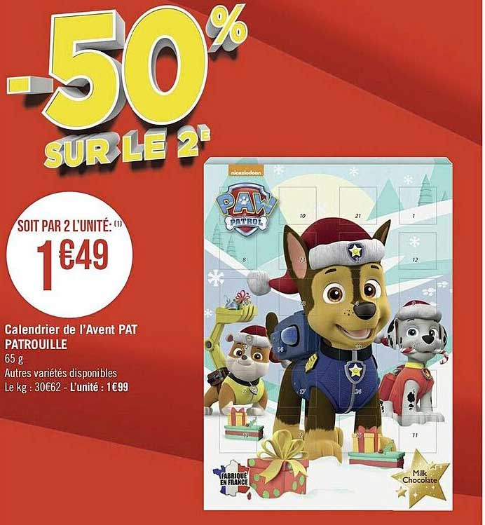 calendrier de l'avent pat' patrouille