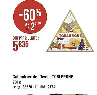 calendrier de l'avent toblerone