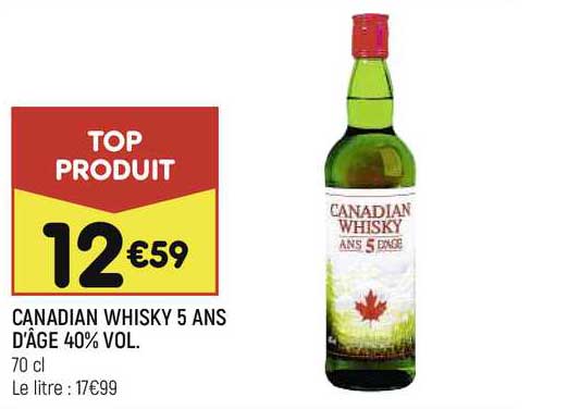 canadian whisky 5 ans d'âge 40% vol.