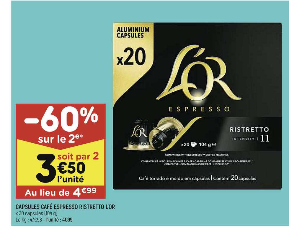 Capsules Café Espresso Ristretto L'or