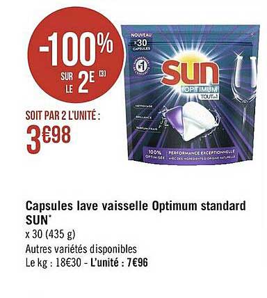 capsules lave vaisselle optimum standard sun