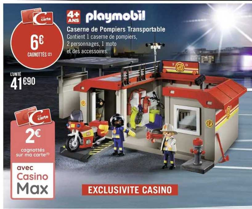 caserne de pompiers transportable playmobil