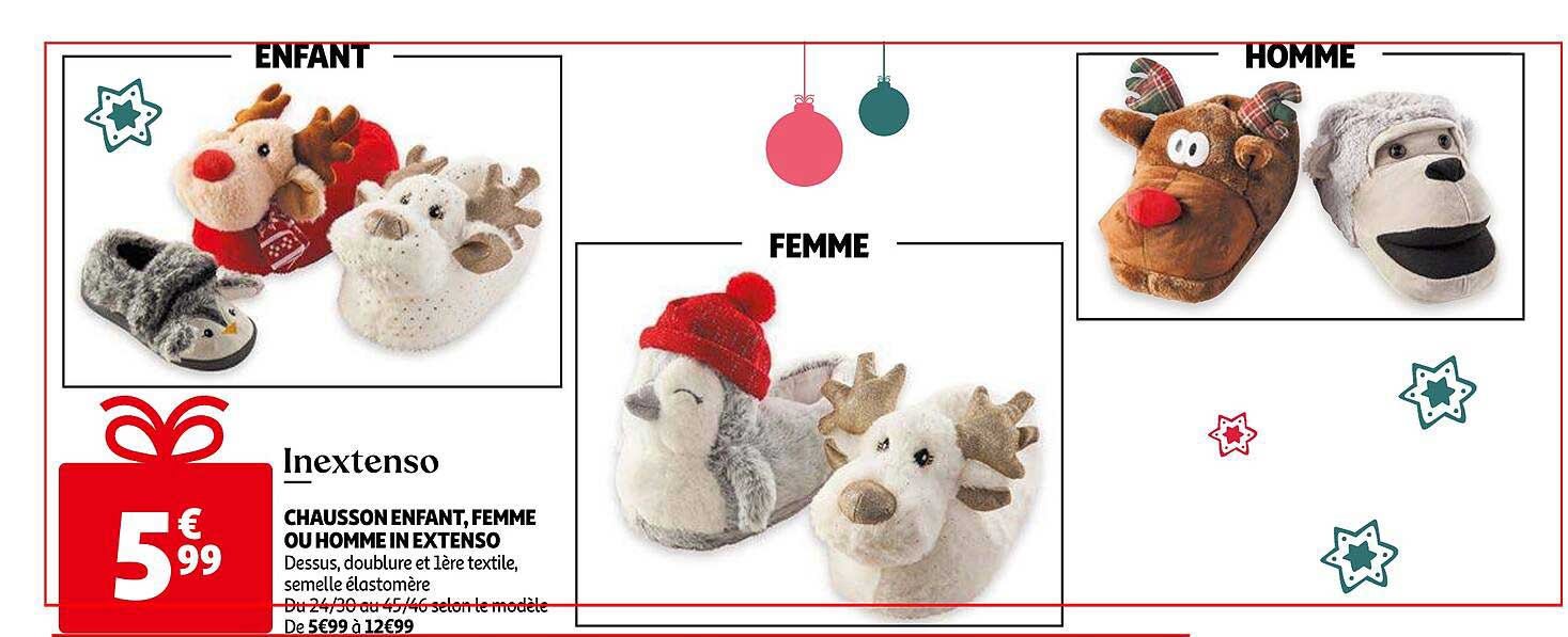 chausson enfant, femme ou homme in extenso