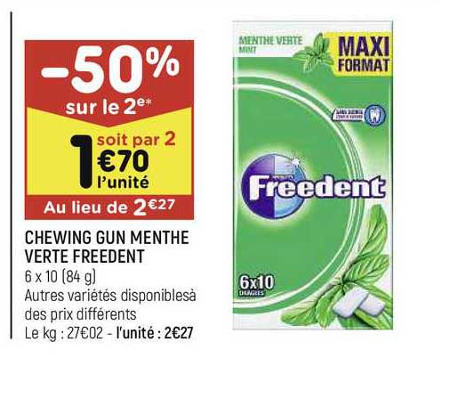 chewing gun menth verte freedent