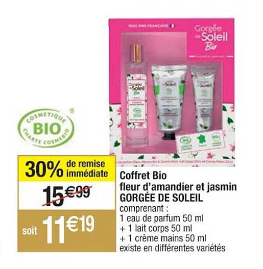 Coffret Bio Fleur D'amandier Et Jasmin Gorgée De Soleil