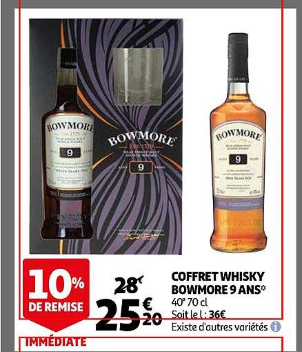 coffret whisky bowmore 9 ans