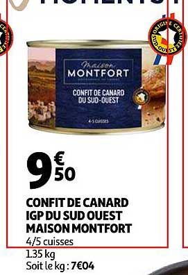 confit de canard igp du sud ouest maison montfort