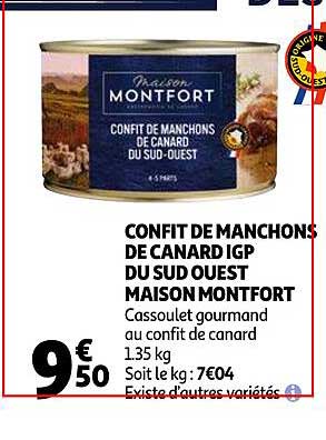 confit de manchons de canard igp du sud ouest maison montfort