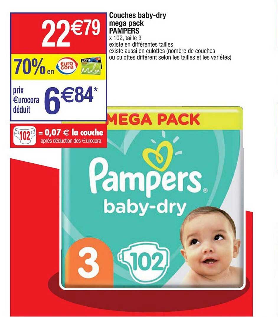 Couches Baby-dry Méga Pack Pampers