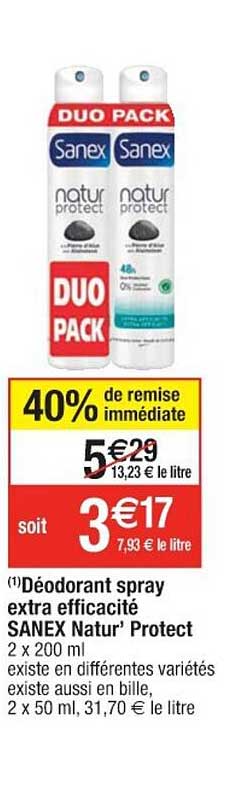 déodorant spray extra efficacité sanex natur' protect