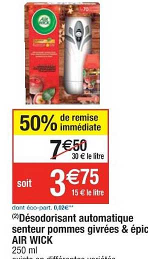 désodorisant automatique senteur pommes givrées & épic air wick