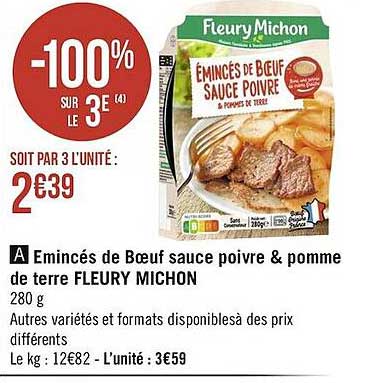 émincés de bœuf sauce poivre & pomme de terre fleury michon
