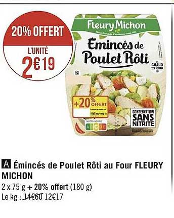 émincés de poulet rôti au four fleury michon