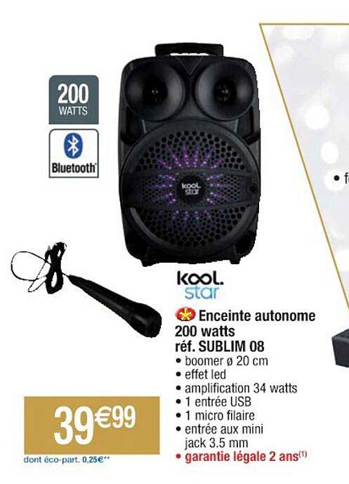 enceinte autonome 200 watts kool star réf. sublim 08
