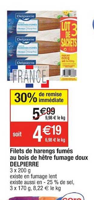 filets de harengs fumés au bois de hêtre fumage doux delpierre