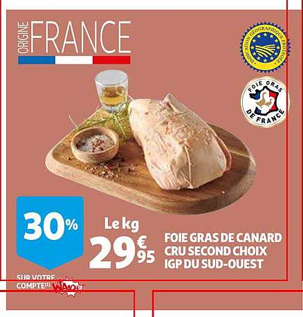foie gras de canard cru second choix igp du sud-ouest