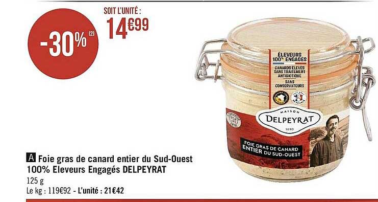 foie gras de canard entier du sud-ouest 100% éleveurs engagés delpeyrat