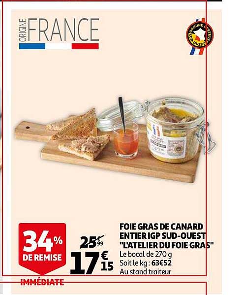 foie gras de canard entier igp sud-oeust "l'atelier du foie gras"