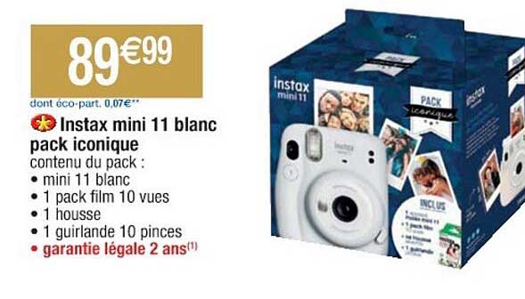 instax mini 11 blanc pack iconique