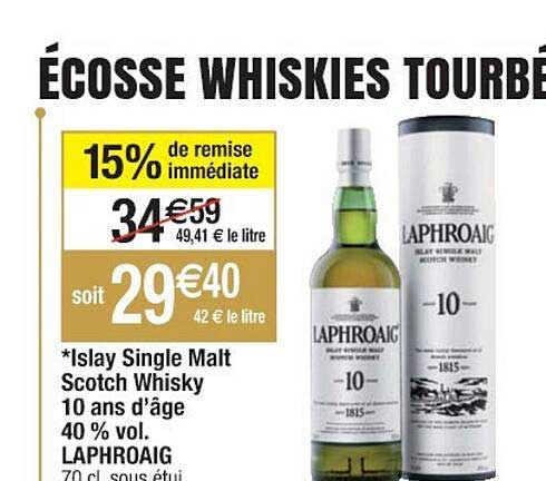 islay single malt scotch whisky 10 ans d'âge 40% vol. laphroaig