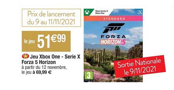 jeu xbox one - série x forza 5 horizon