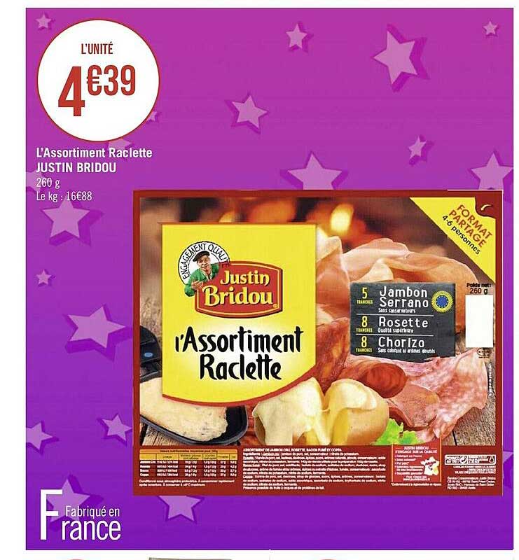 L'assortiment Raclette Justin Bridou