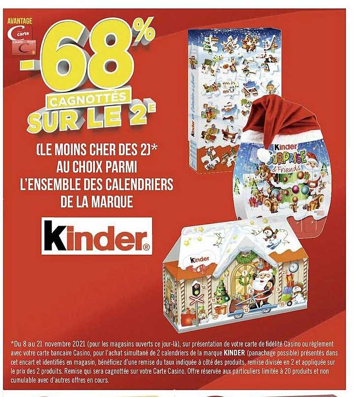 l'ensemble des calendriers de la marque kinder